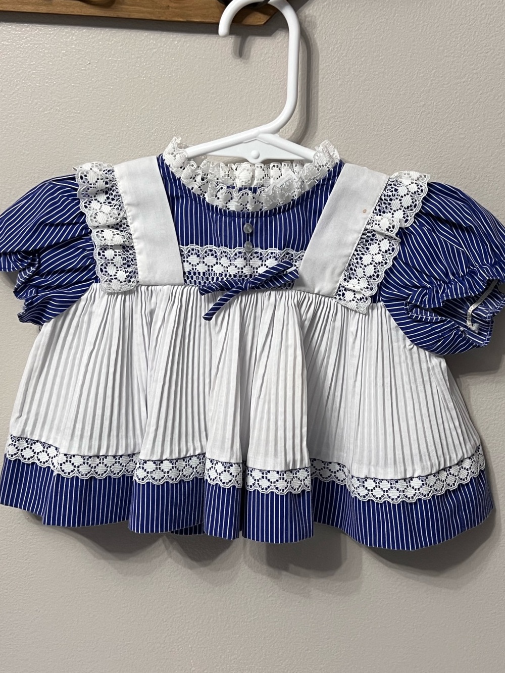 Vintage Cradle Togs Navy Stripe & White Baby Girl Peplum Dress